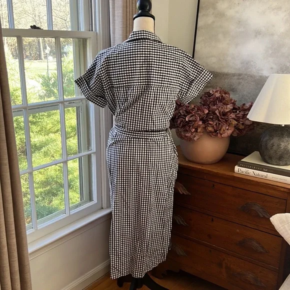 NWT J.Crew Black Gingham Checkered Poplin Midi Shirtdress - Picture 5 of 5